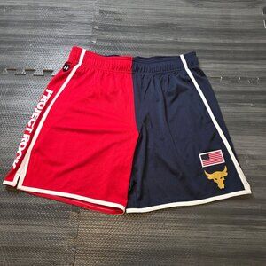 Under Armour Project Rock USA Red Navy Training Shorts Size Large1383311 avy 600